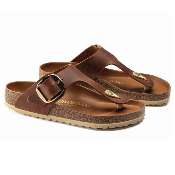 Birkenstock Gizeh Big Buckle Sandaler, Cognac 